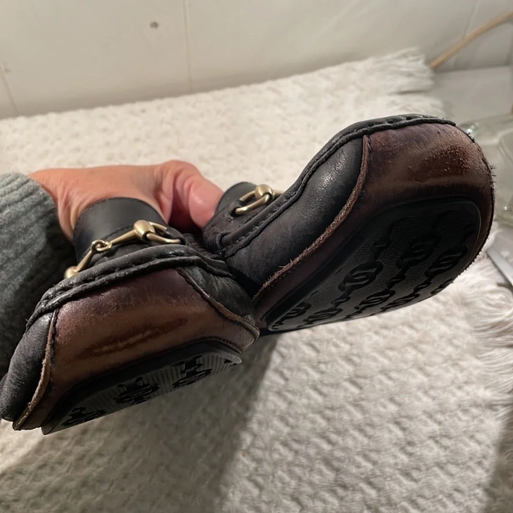 Gucci Horse Bit Driving Loafers Black & Brown Leather Protective Soles